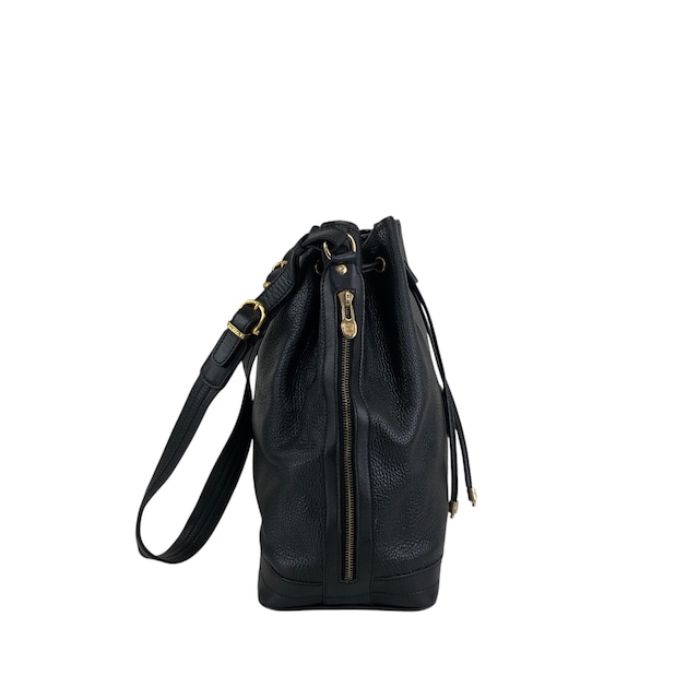 CELINE セリーヌ ショルダーバッグ ブラック ブラゾン型押し レザー 巾着 vintage ヴィンテージ オールド 6uw6d7