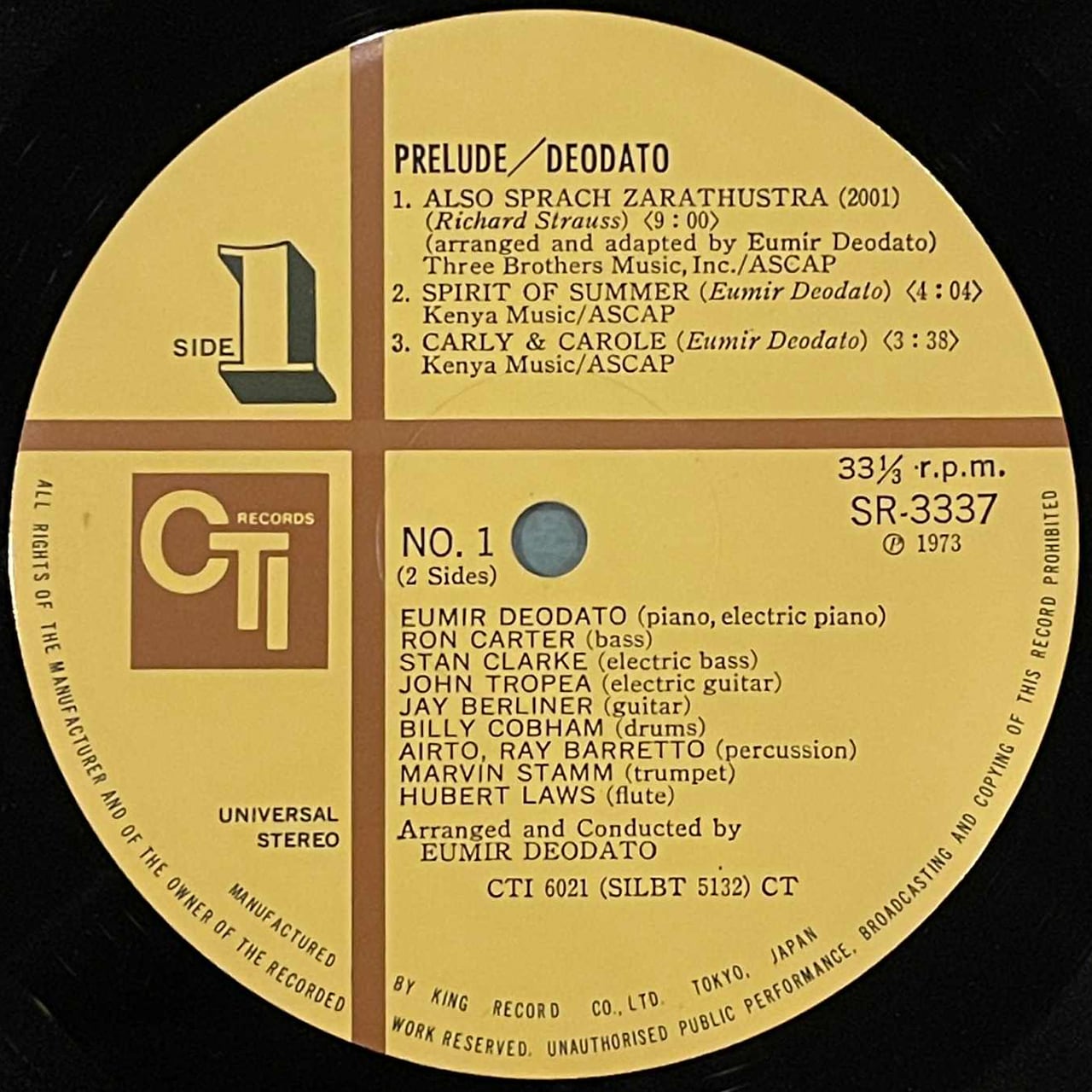 Deodato ‎– Prelude (ツァラトゥストラはかく語りき) (LP