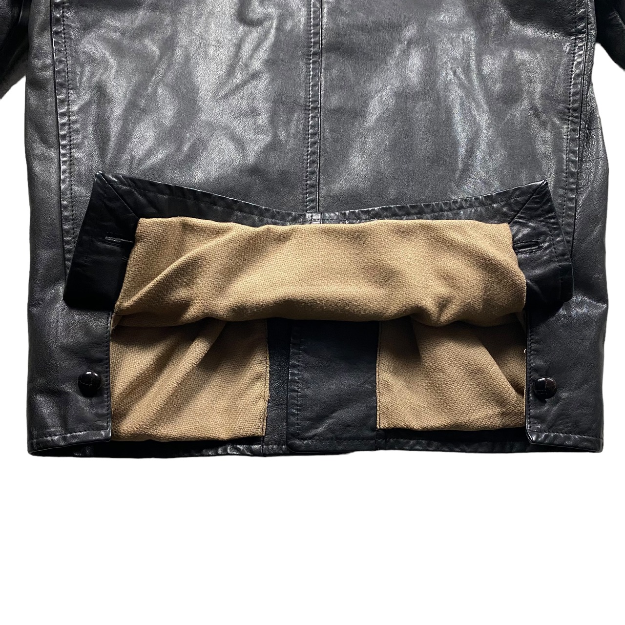 old black leather coat made in Italy