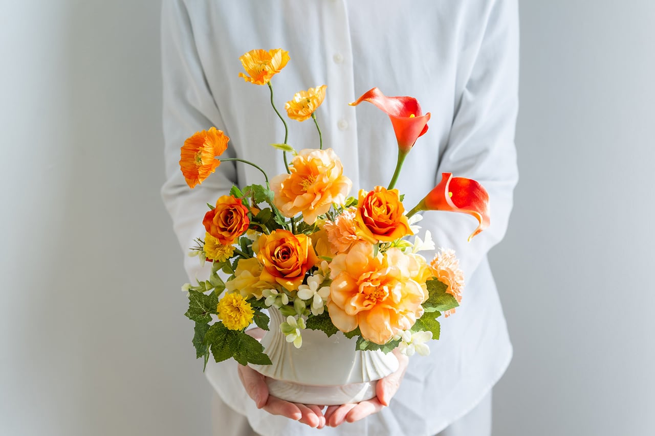 アーティフィシャルフラワー・アレンジメント（ピオニー／2色） by