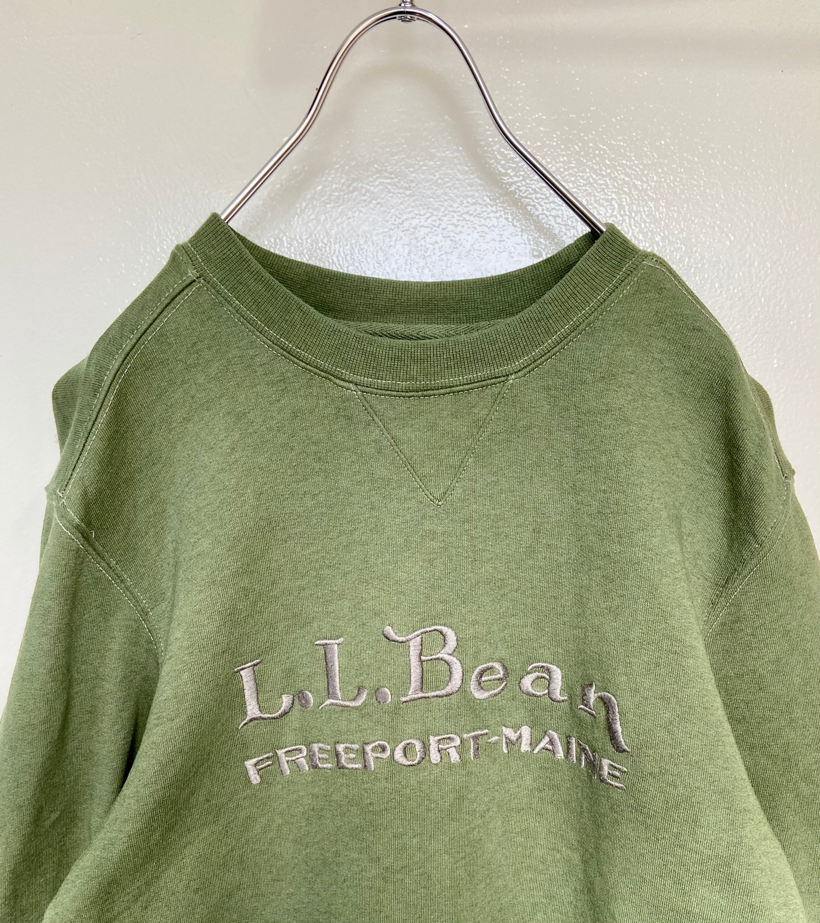 古着 LL.Bean/エルエルビーン 100YEARS スウェット 刺繍ロゴ  トレーナー グリーン