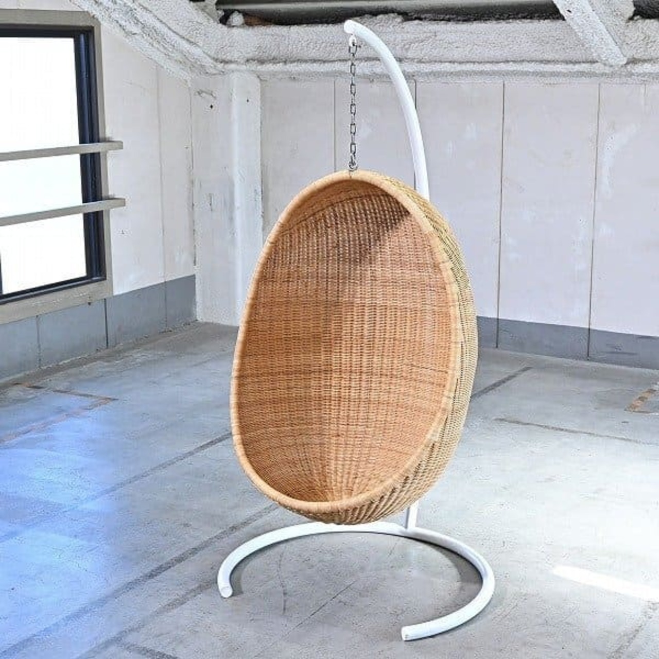 ヤマカワラタン 40万「HANGING EGG CHAIR」ハンギングエッグチェア ナナ＆ヨルゲン・ディッツェル 籐 リビング 書斎 寝室 Nanna Dietzel【 中古家具/中古インテリア/USED家具ユーズド家具/リサイクル】
