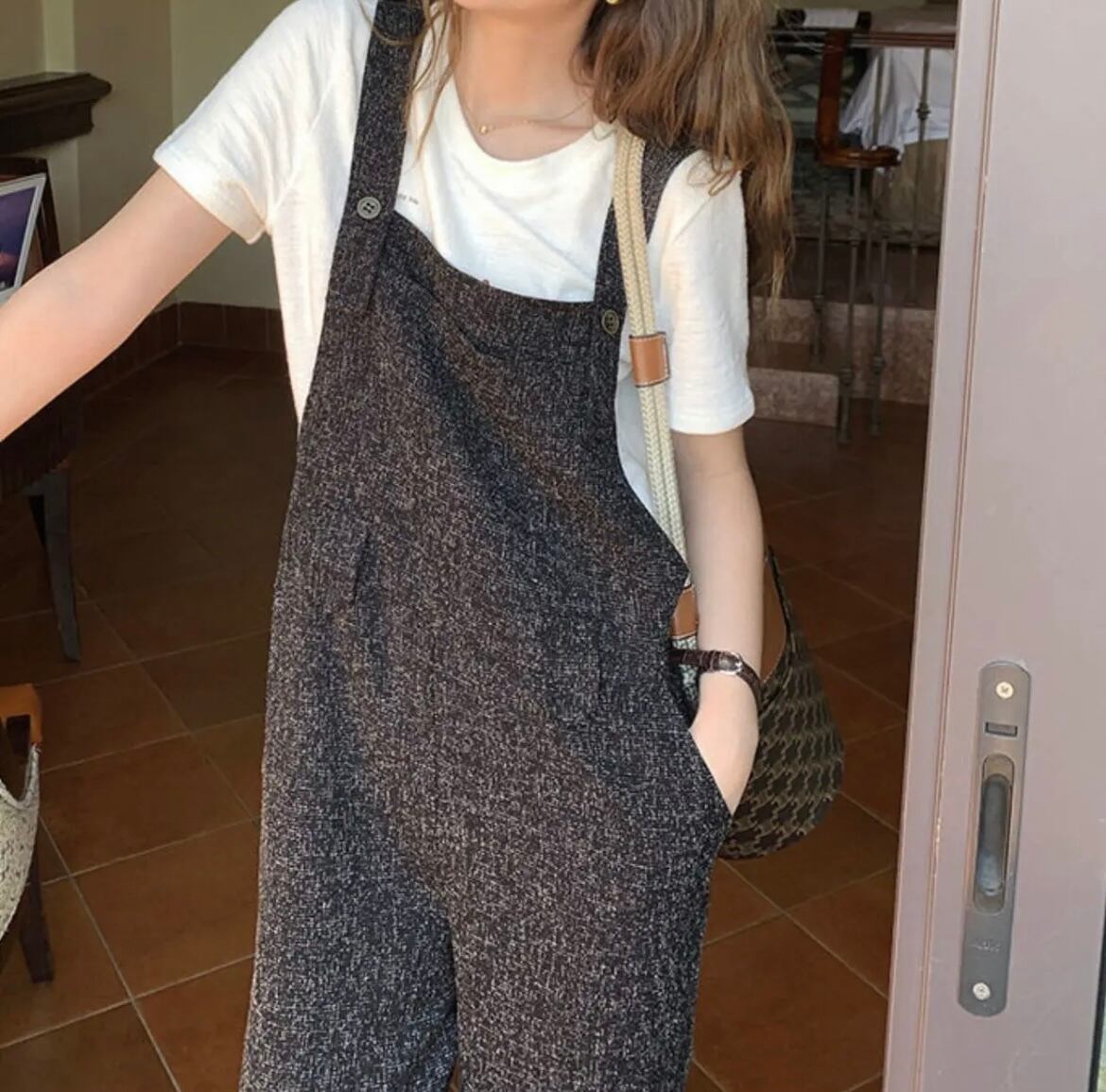 ツイードオーバーオール