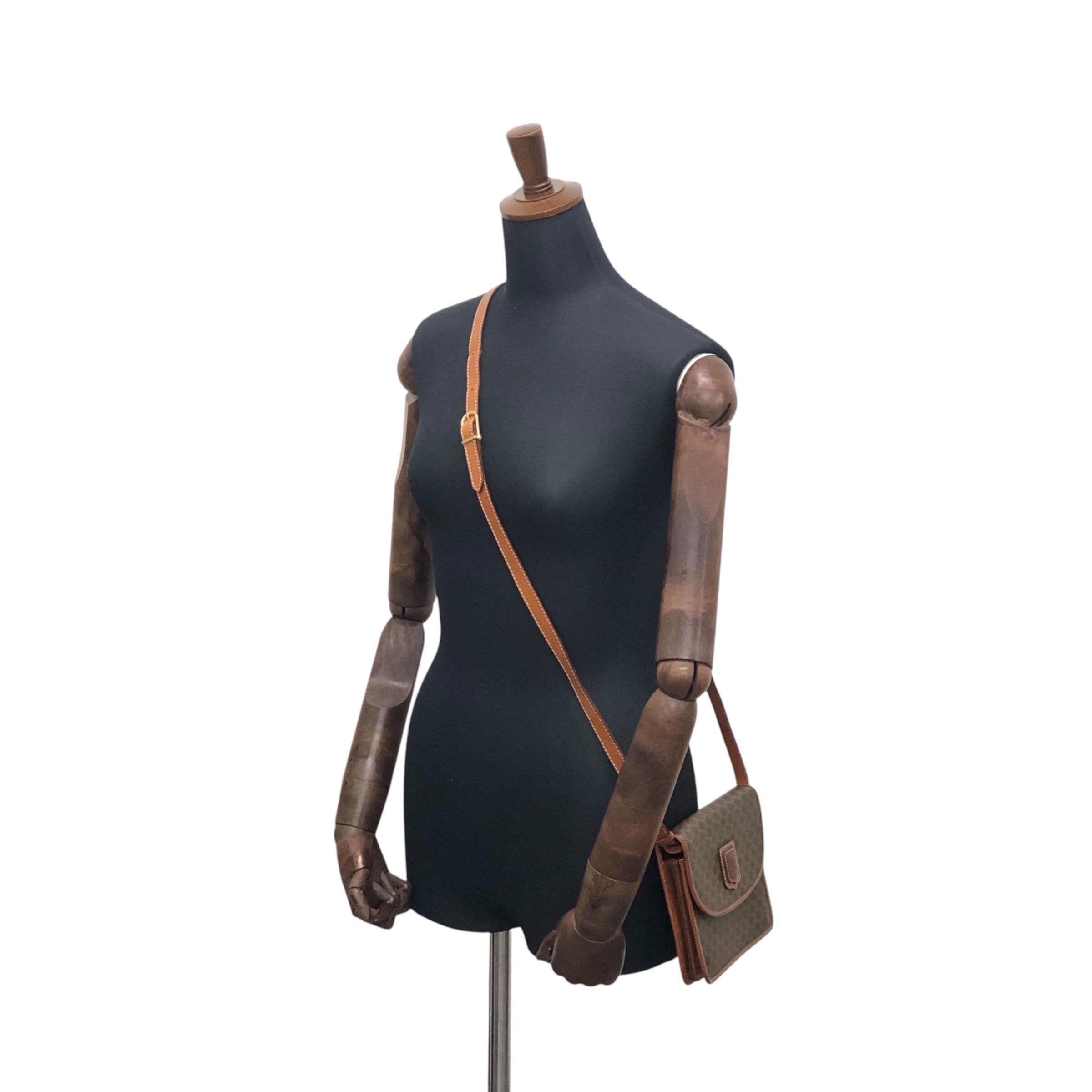 CELINE セリーヌ マカダム ショルダーバッグ ブラウン ブラゾン型押し