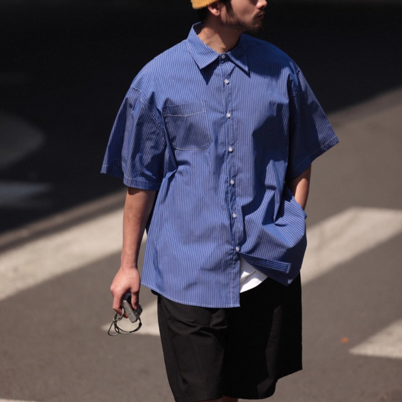 カジュアルストライプルーズ半袖シャツ　0699