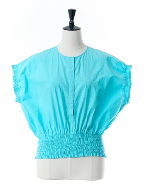 シャーリングブラウス(ブルー)