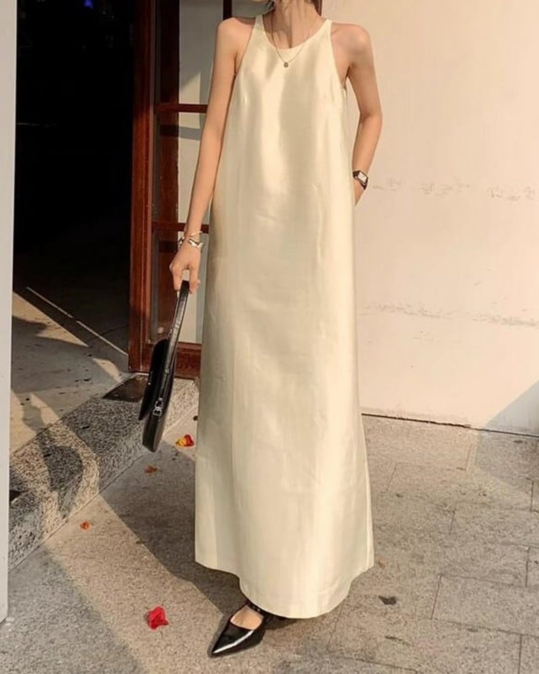 ノースリーブシンプルロングワンピース S24411