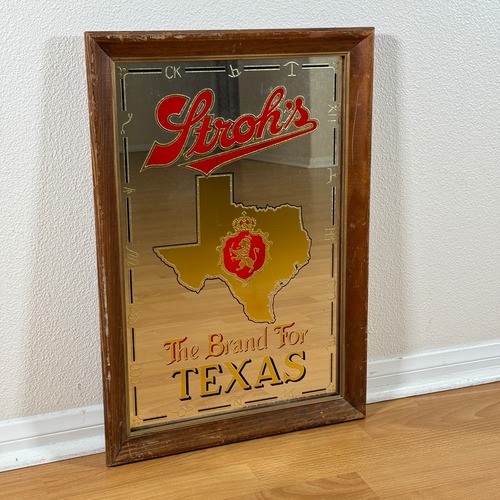 #1360 【1980年代】ビンテージ Stroh's（ストロー） パブミラー / ウォールデコ インテリア アメリカ