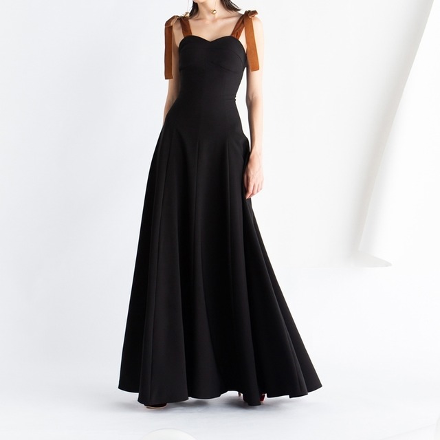 ブラック　ロング　キャミソール　パーティードレス ipd0529