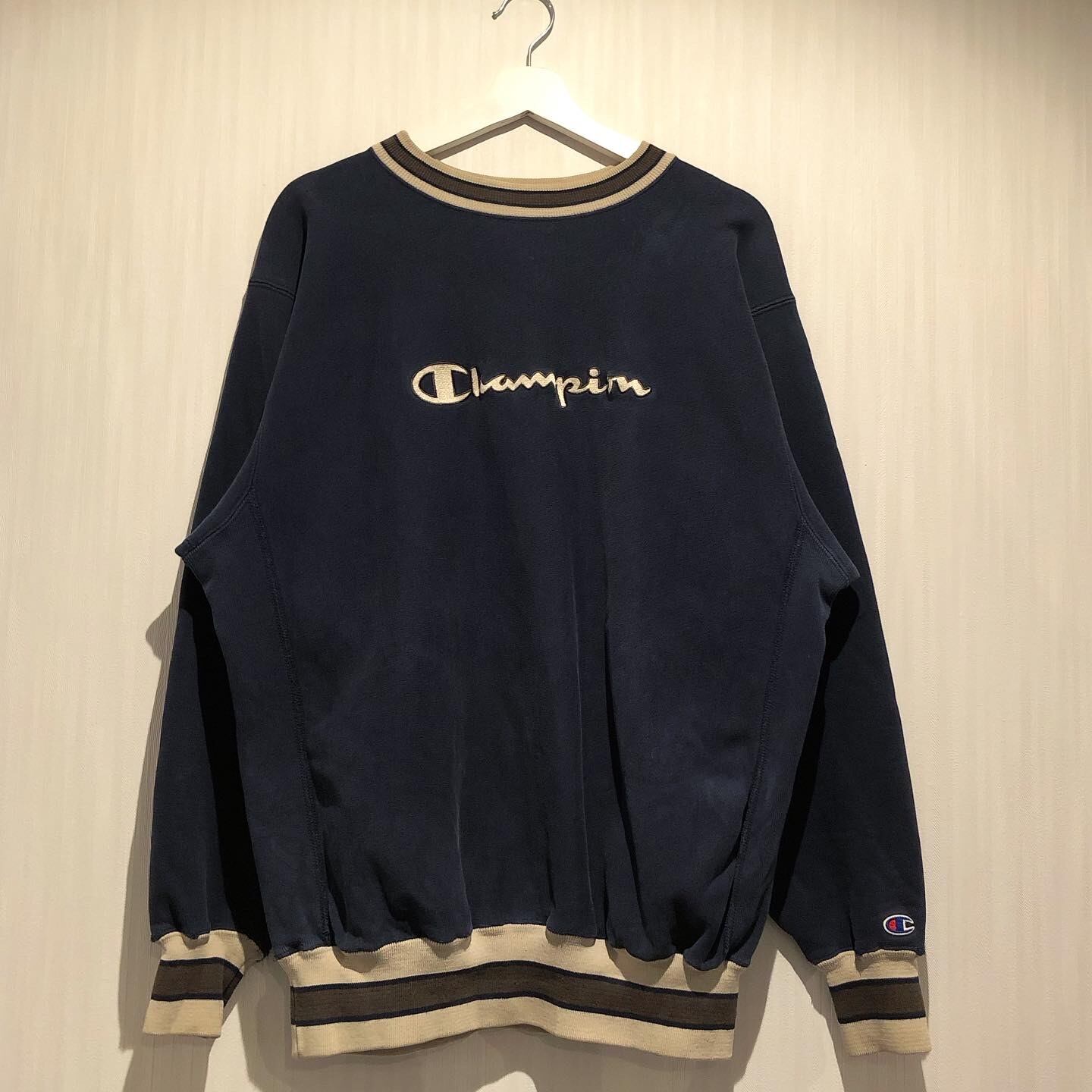 champion R/W script logo ribline sweat｜トップス