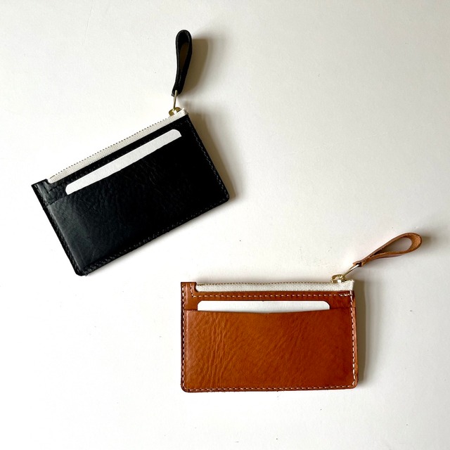 小さく薄いコンパクト財布 キャッシュレスウォレット | Italy本革・レザー （メンズ・レディース）　ブラック【CA-SlW】【旅する革】