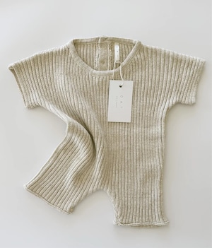 OAT /  Oatmeal Ribbed Knit Tee Playsuit (1-2y,2-3y)