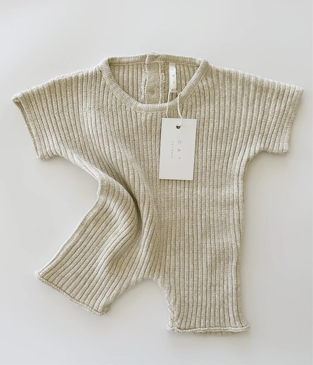 OAT /  Oatmeal Ribbed Knit Tee Playsuit (1-2y,2-3y)