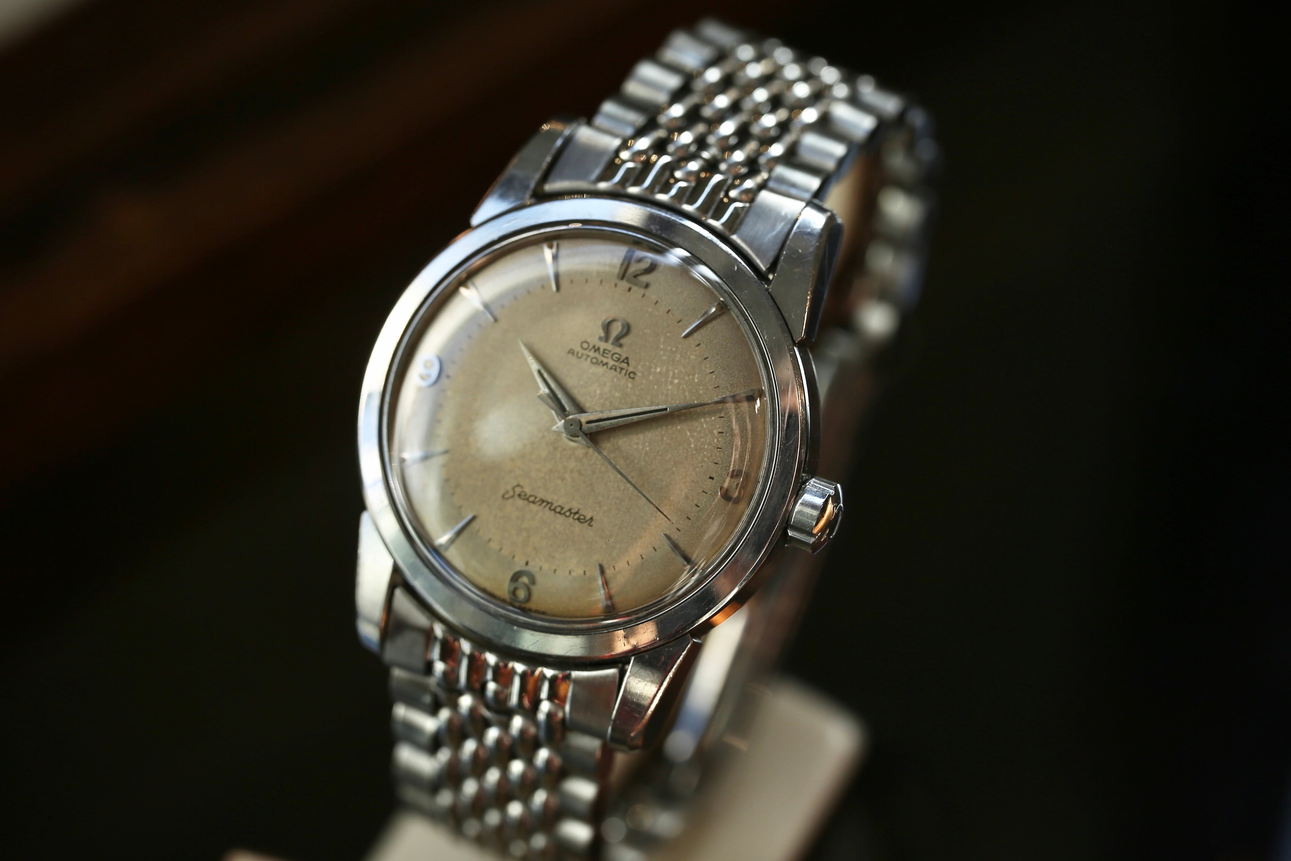 OMEGA Seamaster 自動巻き 腕時計 OMEGA】 1955年製 オメガ シーマスター 第三世代 飛びアラビア×2トーン