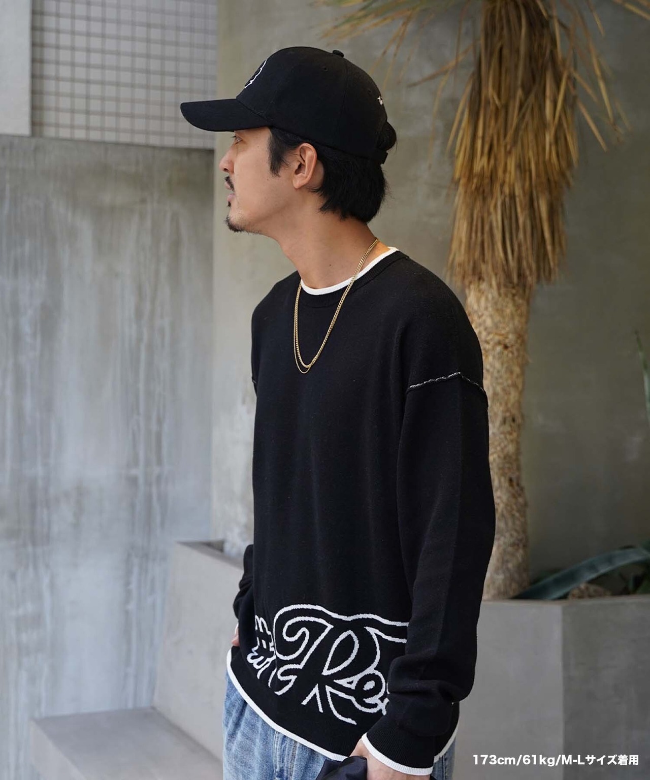 【#Re:room】BIG LOGO W JACQUARD CREW KNIT［REK130］