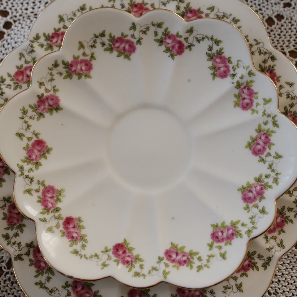 英国Shelleyシェリー フォーリー ピンクローズ トリオ カップ  