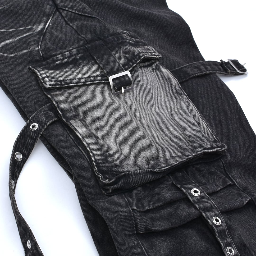 火曜17時まで▷1,318円OFF！】Whiskeringブラックデニムパンツ