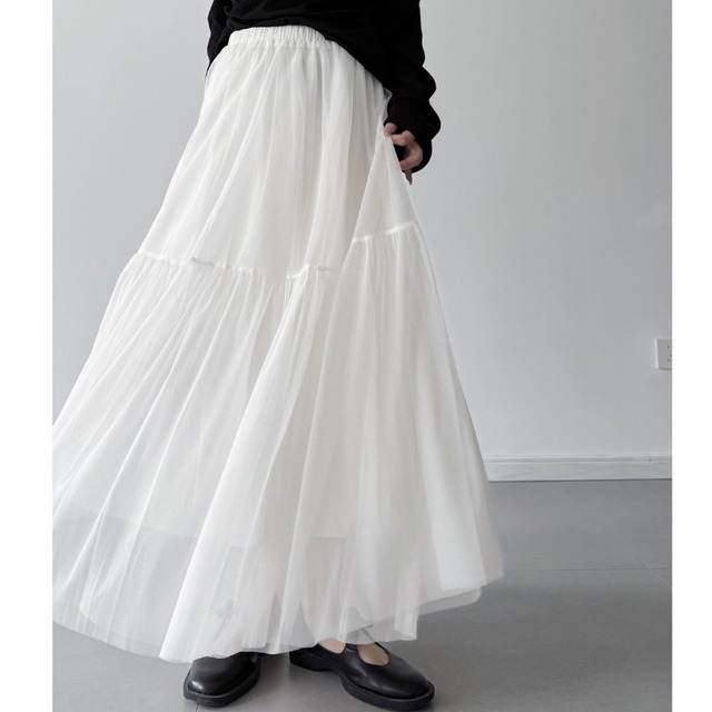 volume tulle long skirt L0603