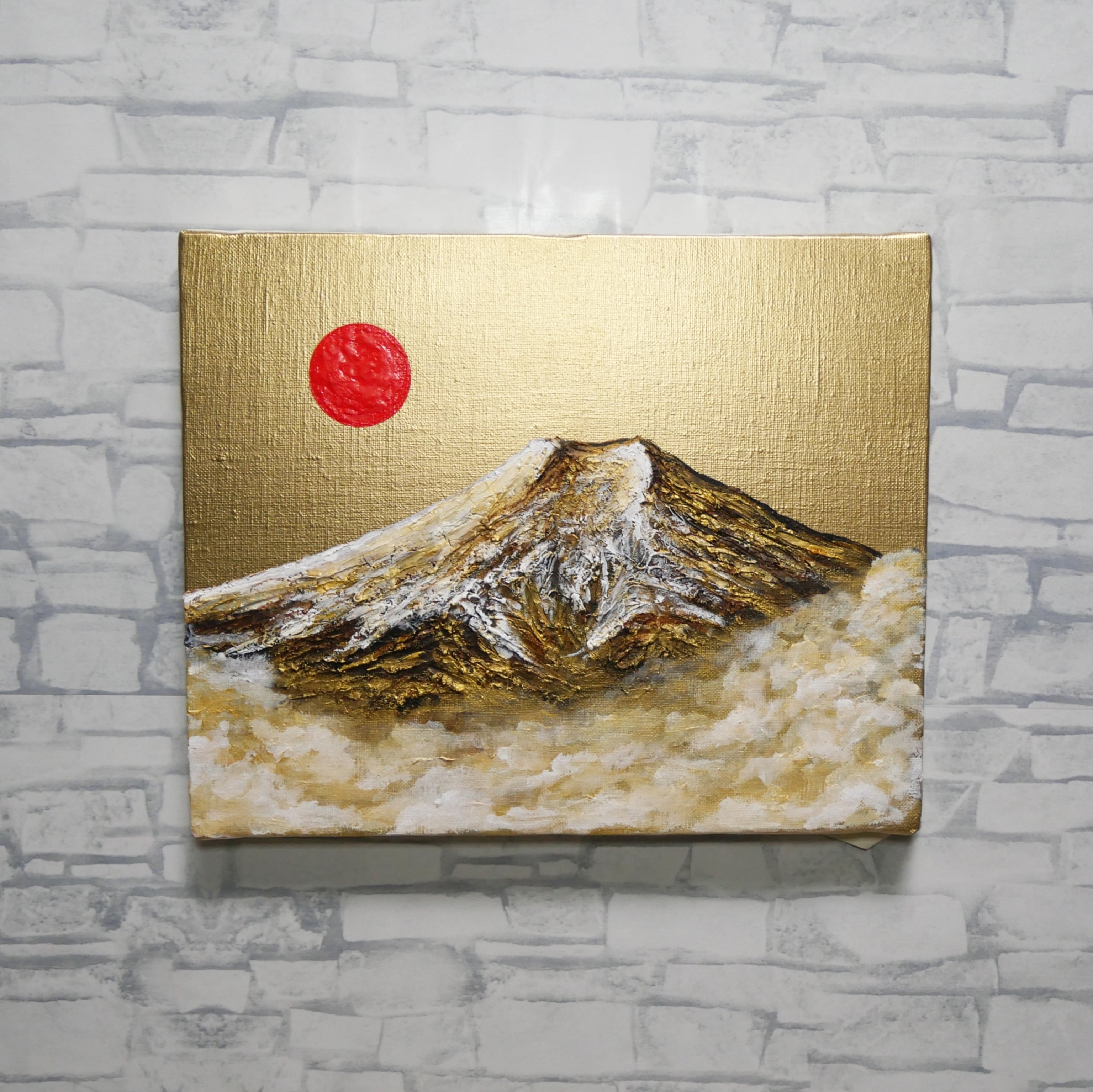 一点物 油彩画【旭日黄金富士】F3号 原画 富士山インテリア | HIROSHI1990