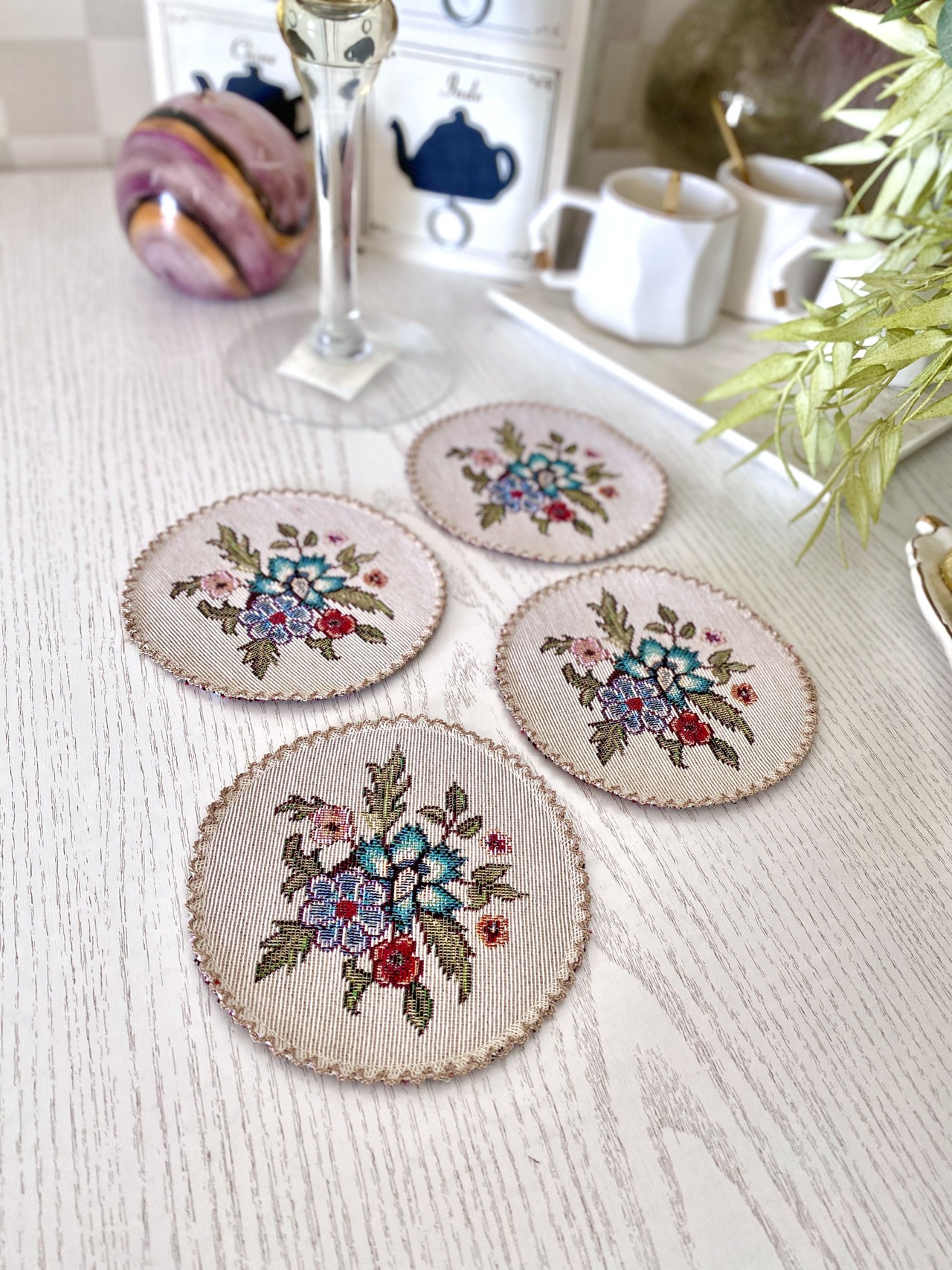 タペストリーラウンドコースター　フラワー　花　 ウクライナ製 - 2