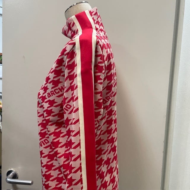 A418820千鳥柄ジャガードニットプルオーバー(レッド) | Boutique