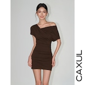 【NewColor】Drape Neck Jersey Mini Dress/3color