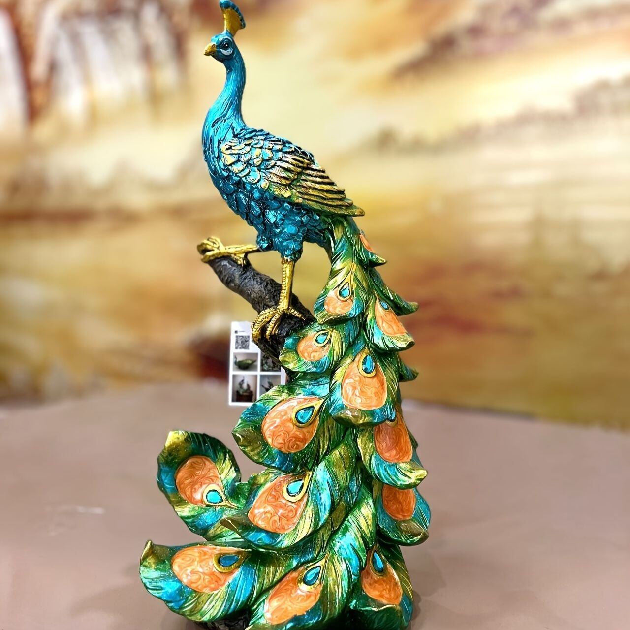 クジャク 置物 孔雀 オーナメント 鳥 オフィス リビング ギフト | Pay ID
