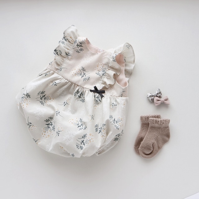 ロンパース 女の子 グレージュ