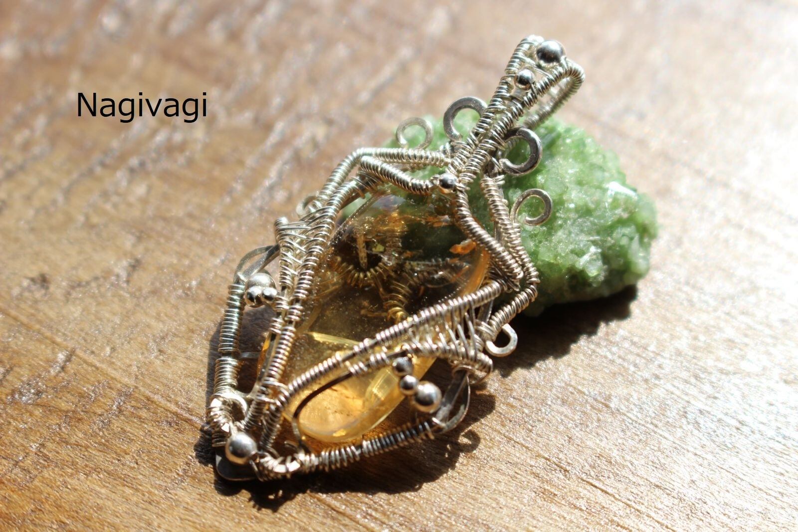 Citrine silver925 wirewrapping pendant