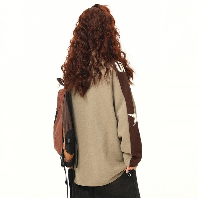 stand collar brown pullover　スタンドカラーブラウンプルオーバー　J1479