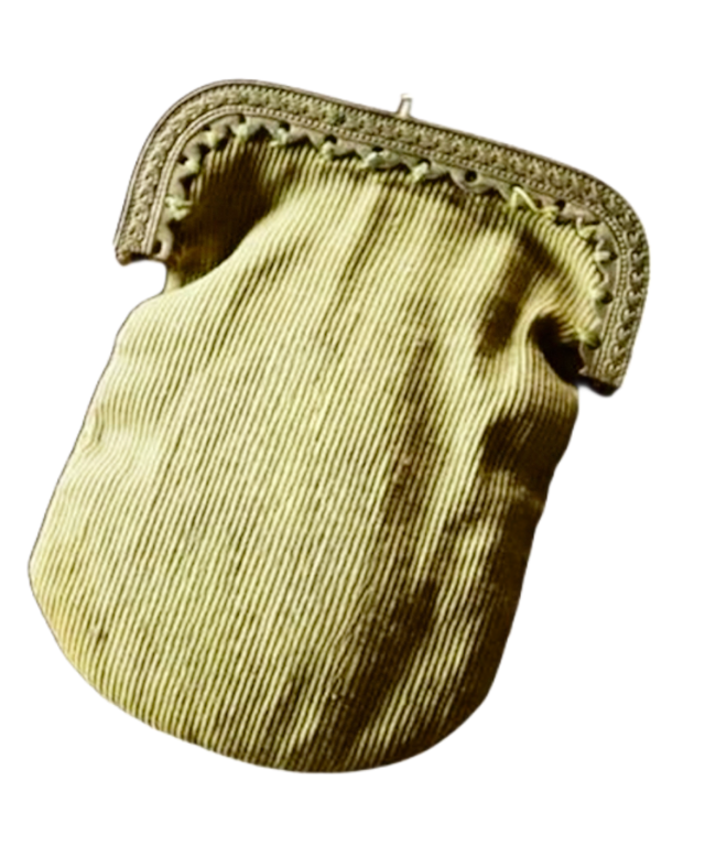 19世紀 フランス 小さな黄緑色と月桂樹のパース ポーチ アンティーク