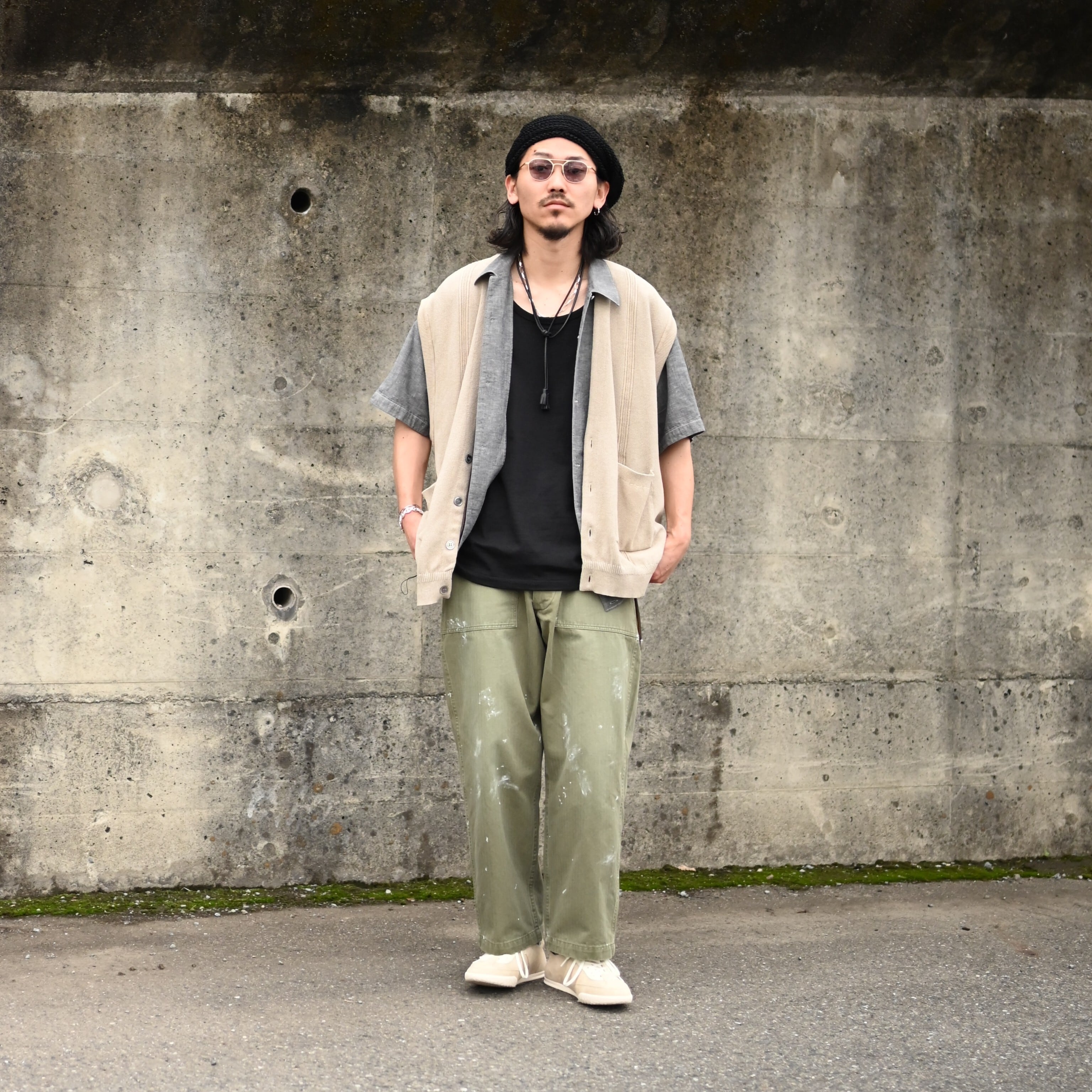 YASHIKI / GANKO別注 ×Shirotsume V-neck Vest(kibata) | GANKO