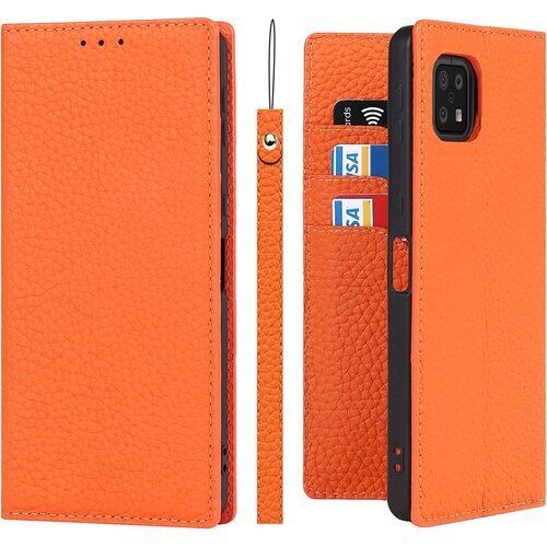 AQUOS Sense6 ケース手帳型 SH-54B SHG05 SH-M19 ケース Pelanty 牛革製品 本革レザー 財布型カバー SHARP aquos sense 6 カード収納 スタンド機能 内蔵マグネット 手作り柔らかい スマホケース シャープ アクオス センス6 携帯カバー ストラップ付 ヘッドフォンケーブル 耐衝撃 6色選択 オレンジ 1659