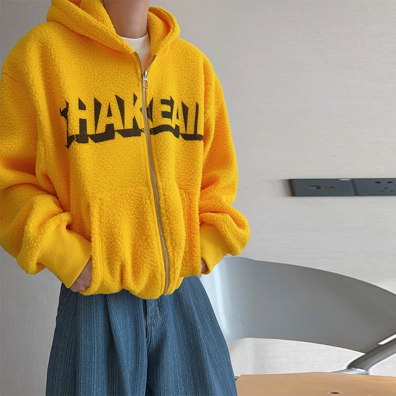 dannyandzeeロゴプリントボアジップフーディ