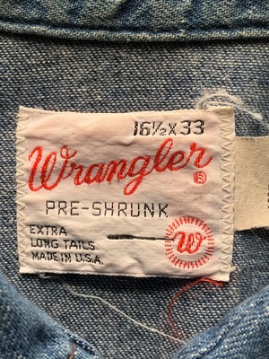 70's Wrangler 70127MW デニムウエスタンシャツ 白タグ USA製 表記(16 1/2 × 33)