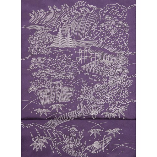 手描き友禅 染名古屋帯「御所解模様」