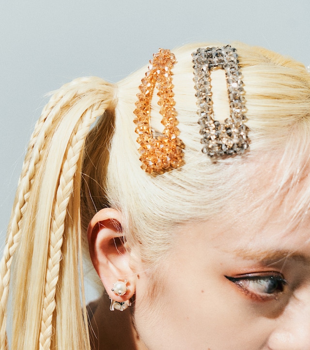 ORANGE BEADS TRIANGLE HAIR PIN オレンジ