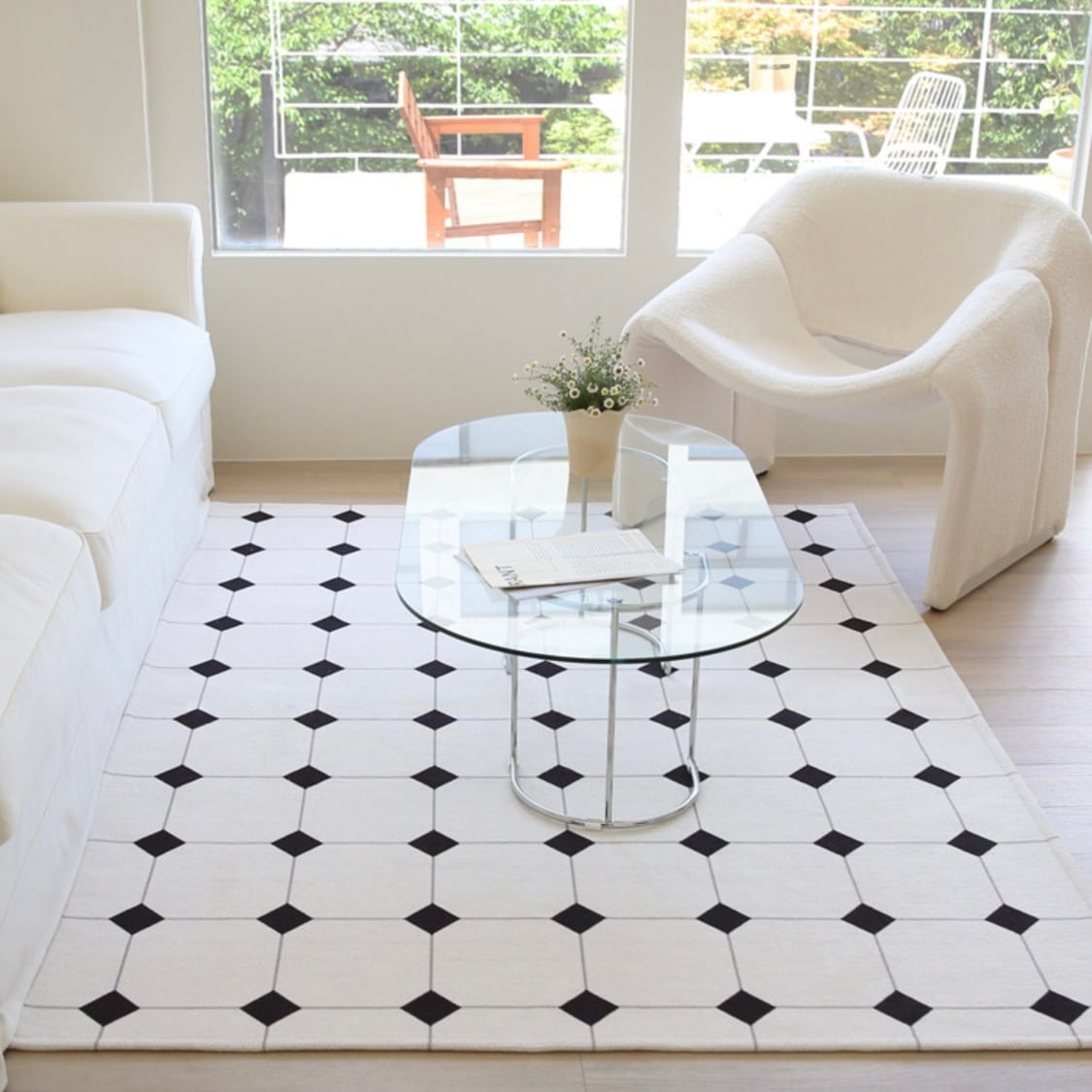 classic tile check rug 3size 3colors / クラシック タイル チェック ラグ カーペット 北欧 韓国インテリア