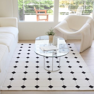 classic tile check rug 3size 3colors / クラシック タイル チェック ラグ カーペット 北欧 韓国インテリア