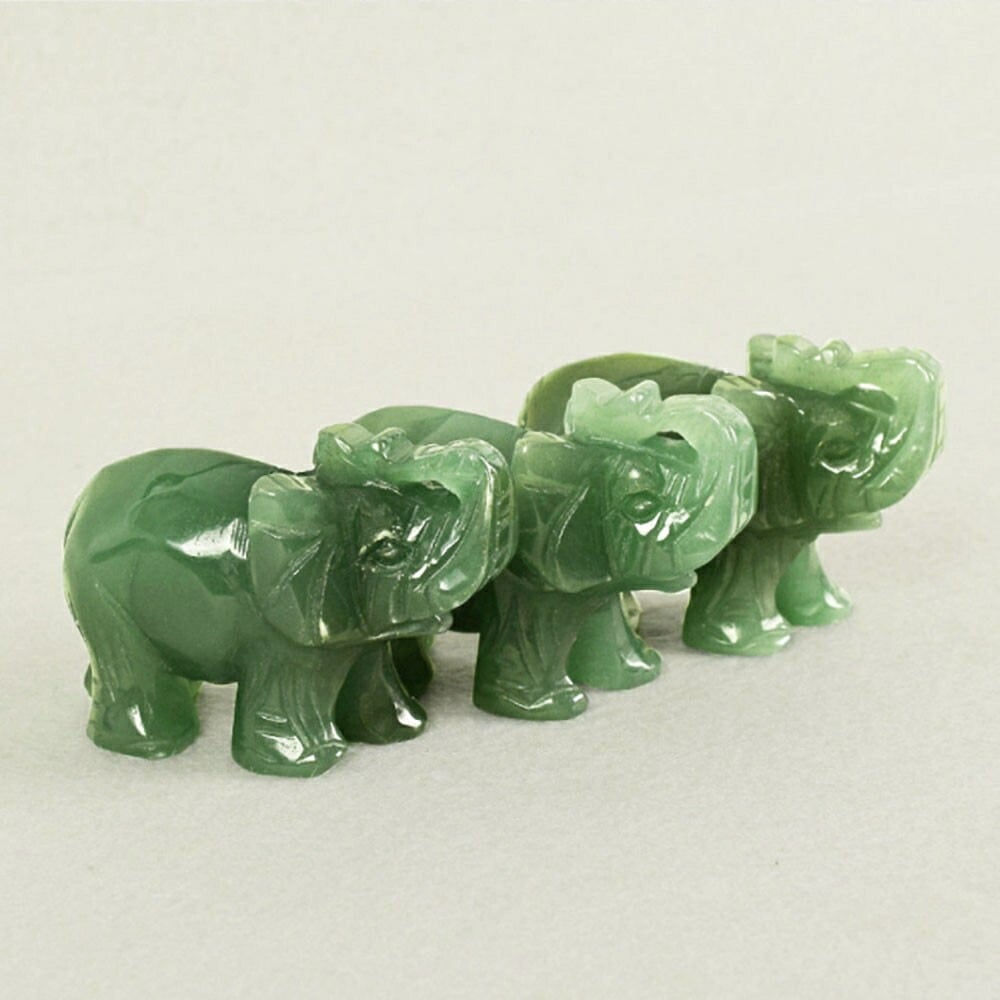 翡翠 ペア象 台座付き