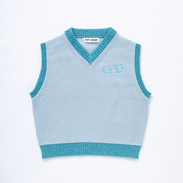 Lame knit vest (LIGHT BLUE)