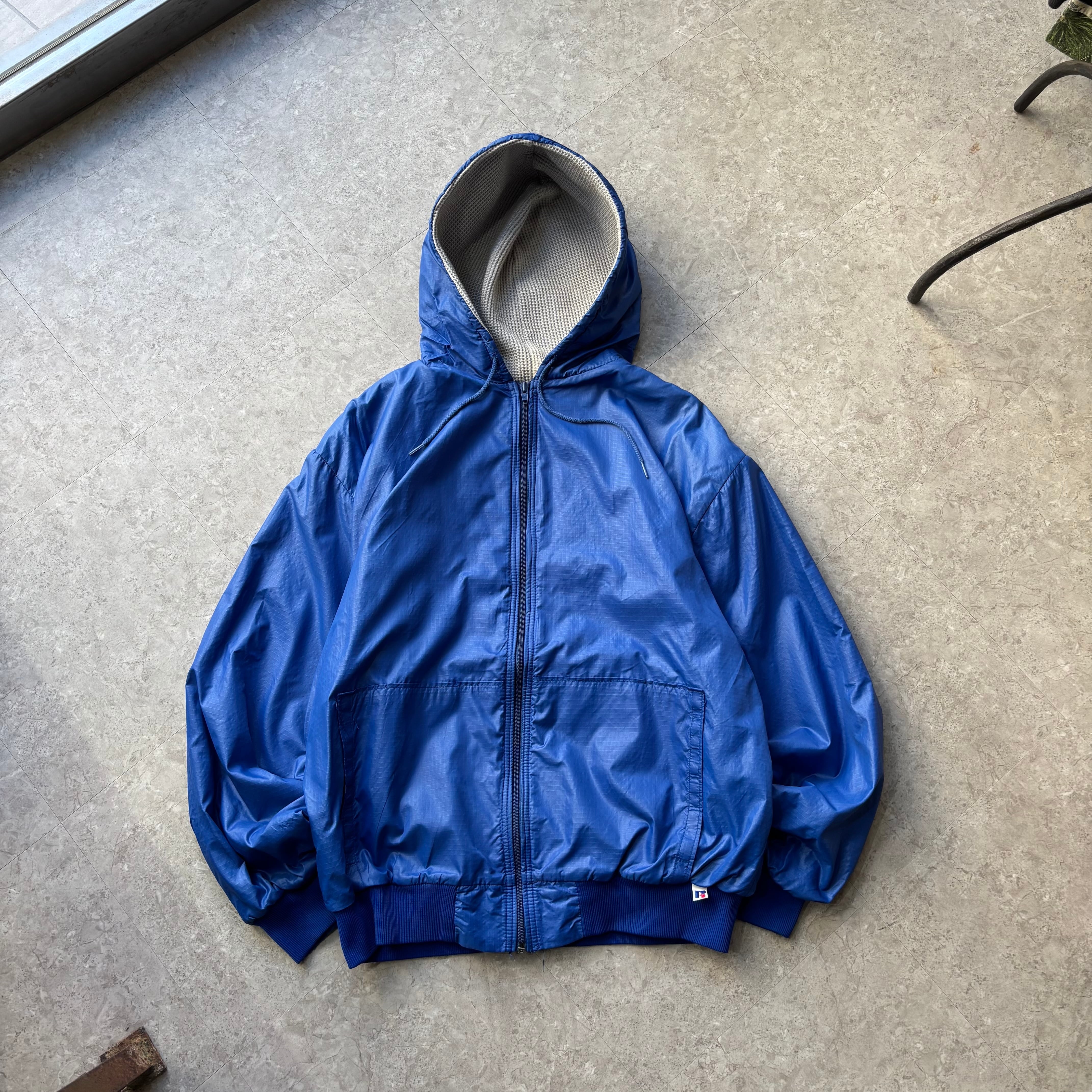 80s RUSSELL ATHLETIC "Rip stop nylon × lining thermal" zip hoodie【仙台店】