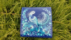 ペトリキウカ塗りのジュエリーボックス 15cm（ティモシェンコ作）ウクライナ製