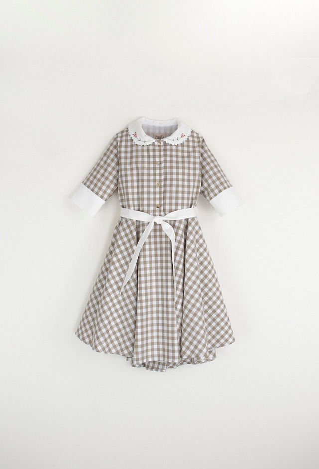 《ラスト18-24m》Popelin / Gingham cape-style dress