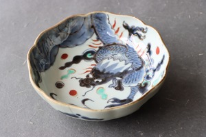 ニュウ 古伊万里 色絵 龍宝珠文 膾皿 F アウトレット