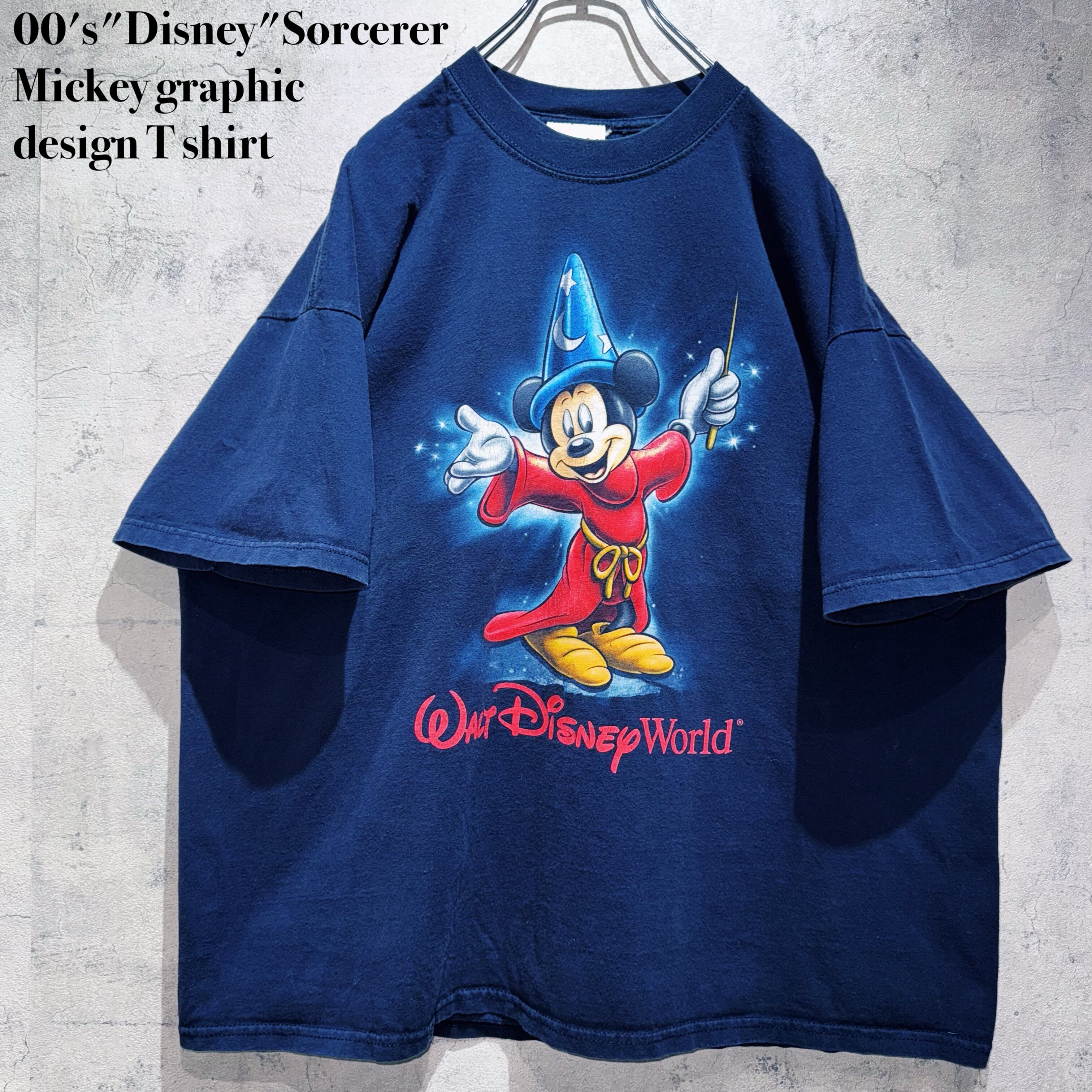 00's"Disney"Sorcerer Mickey graphic design T shirt