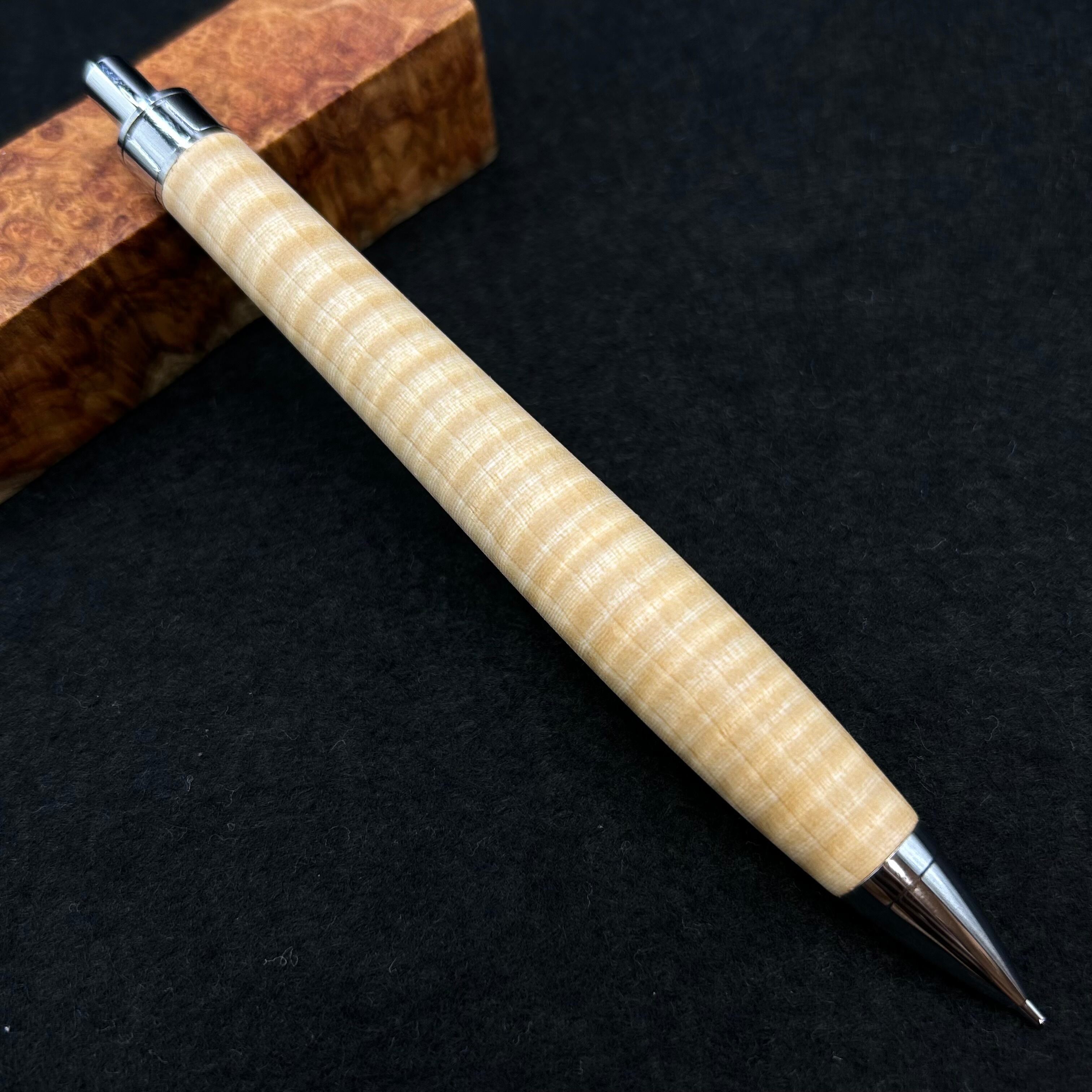 【栃 極上縮み杢】木軸シャープペン / ボールペン | 富士瘤 Craft