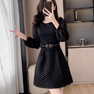 【送料無料】 ミニドレス 2色 衣装 フリル Aライン フレア プルオーバー 長袖 Uネック コルセット風 ベルト エレガント 可愛い 大人可愛い きれいめ シンプル カジュアル シック コンサバ 華やか 大人 上品 おしゃれ お洒落 レトロ 主役級 こなれ感 高見え 高級感 フェミニン 秋 30代 40代 レディース 女性用 ママ お出かけ 女子会 お呼ばれ お茶会 結婚式 二次会 パーティ 演奏会 着回し 普段使い ファッション コーデ スタイル 体型カバー 定番 垢抜け 存在感 ベージュ ブラック