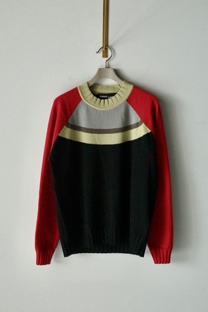 EDWARD CUMING  【OFF THE GRID SWEATER -BLACK-RED-GRAY-】