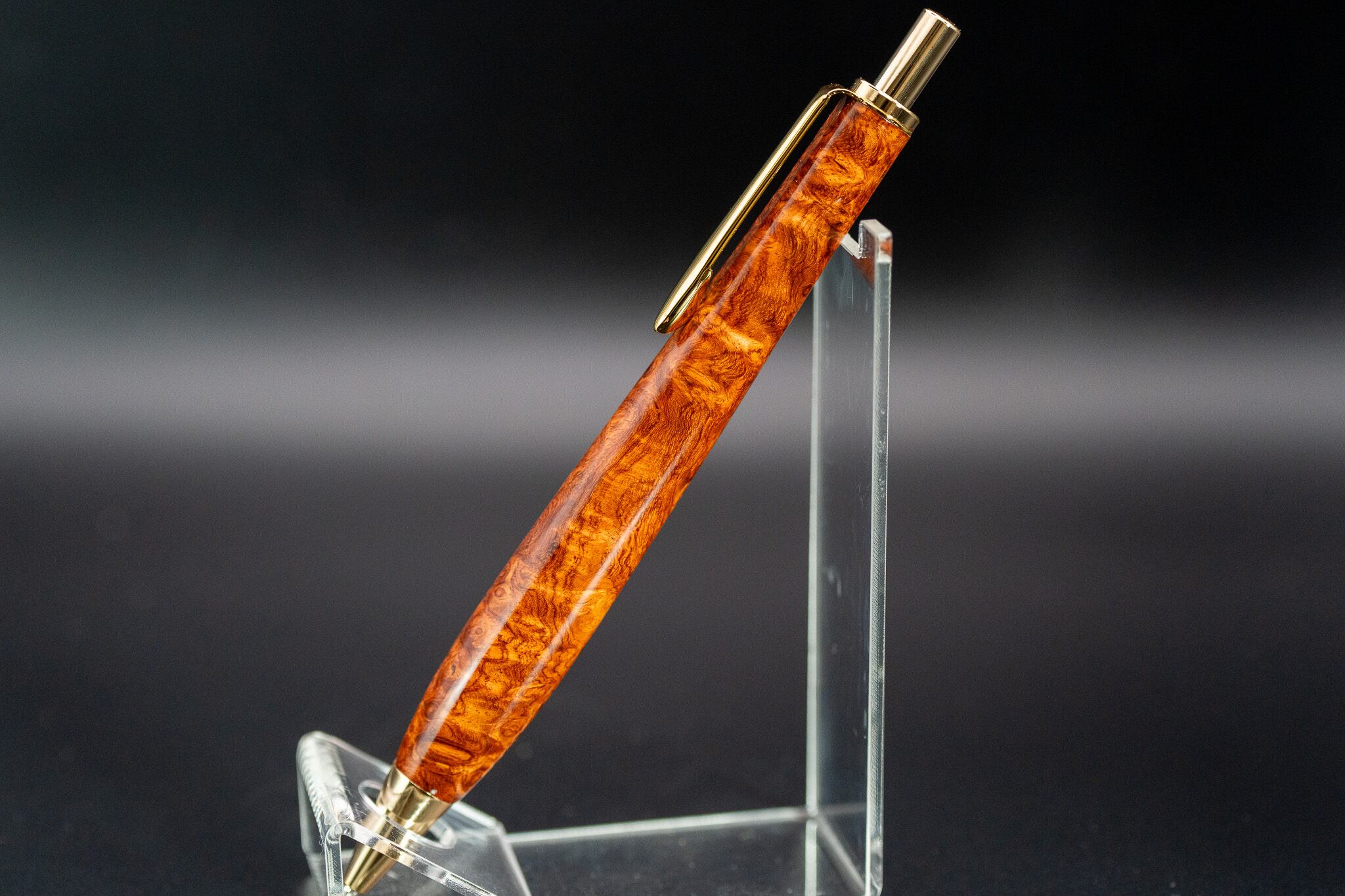 朱色の銘木】本花梨 瘤杢 特上 gold MP | 木軸ペン工房 金杢犀